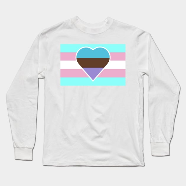 Transgender Pride Flag with Androsexual/Androphilic Heart Long Sleeve T-Shirt by DisneyFanatic23